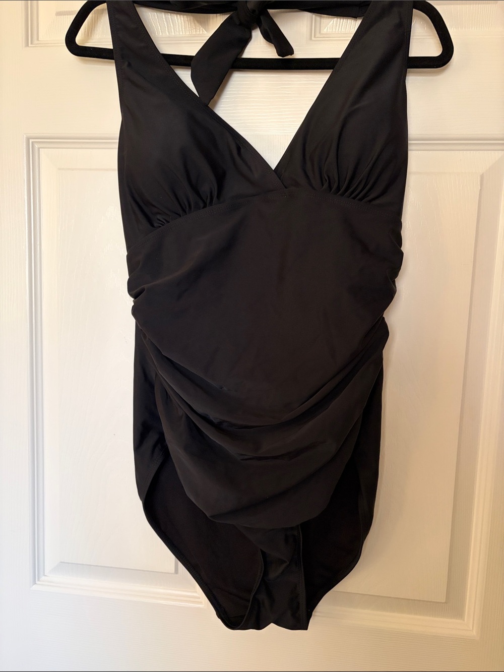 Jones New York Black Swimsuit with Gold Logo Plaque